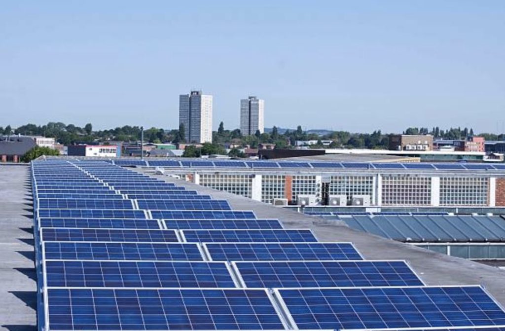 solar panels on building