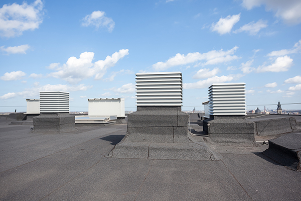 HVAC units attached to a commercial modified bitumen roofing.